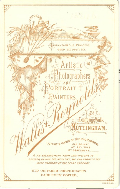 Rear of Wallis & Reynolds card